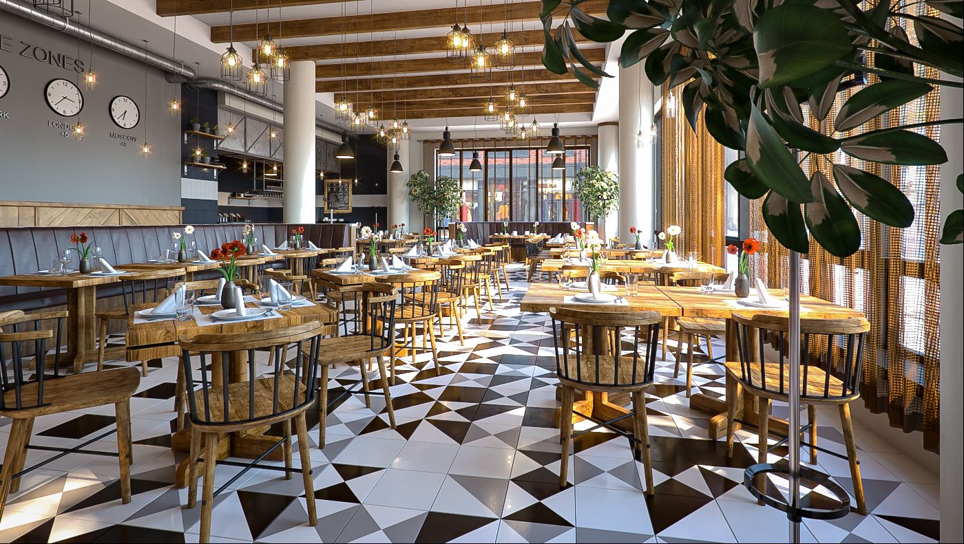 3D Architectural Visualization of Restaurant Interior by Hitsman Design