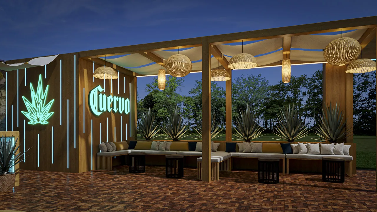 3D rendering of Cuervo lounge installation for Ice Box Live